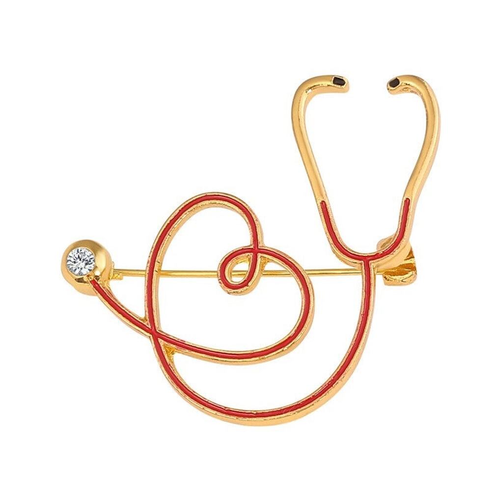 Medical Gold Red Stethoscope Enamel Pins 258